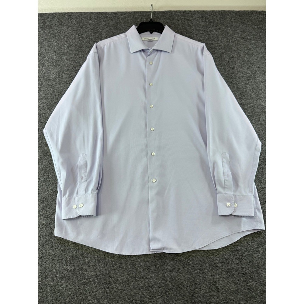 Michael Strahan Collection Mens Dress Shirt Purple Micro Check Stretch